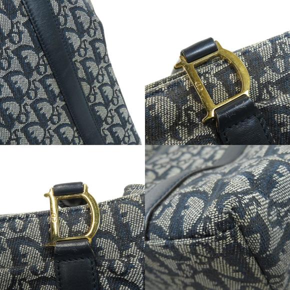 Christian Dior Trotter Tote Bag Canvas Leather Navy - Picture 8 of 9